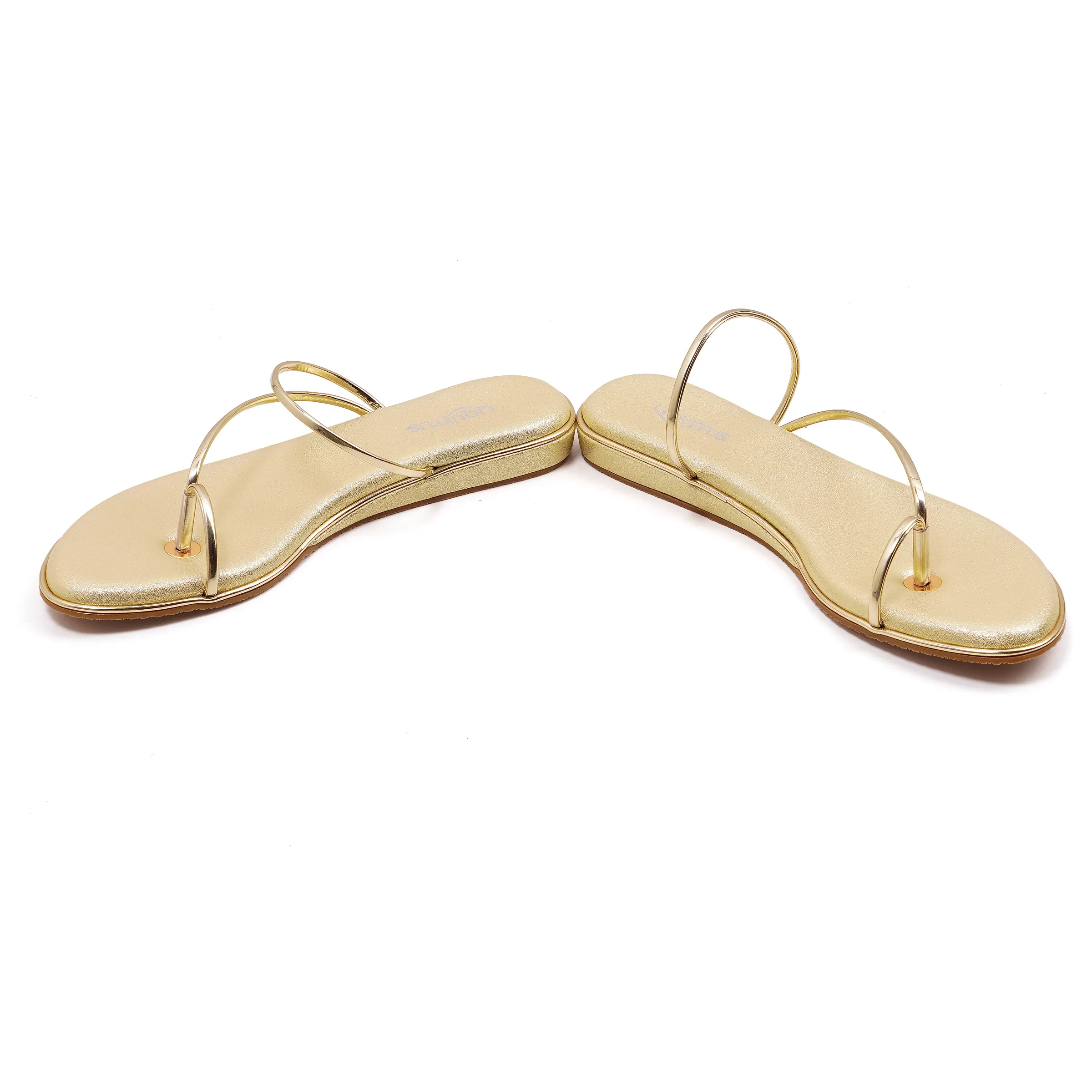 Liquitus Gold Minimalist Flat Sandals for Women | 1-Inch Heel | Premium TPR Sole