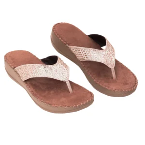 Liquitus OrthoCloud  Hand Stiched Support Luxe Comfort Rose Gold Wellness Wedge Elegant Orthopaedic flip flop