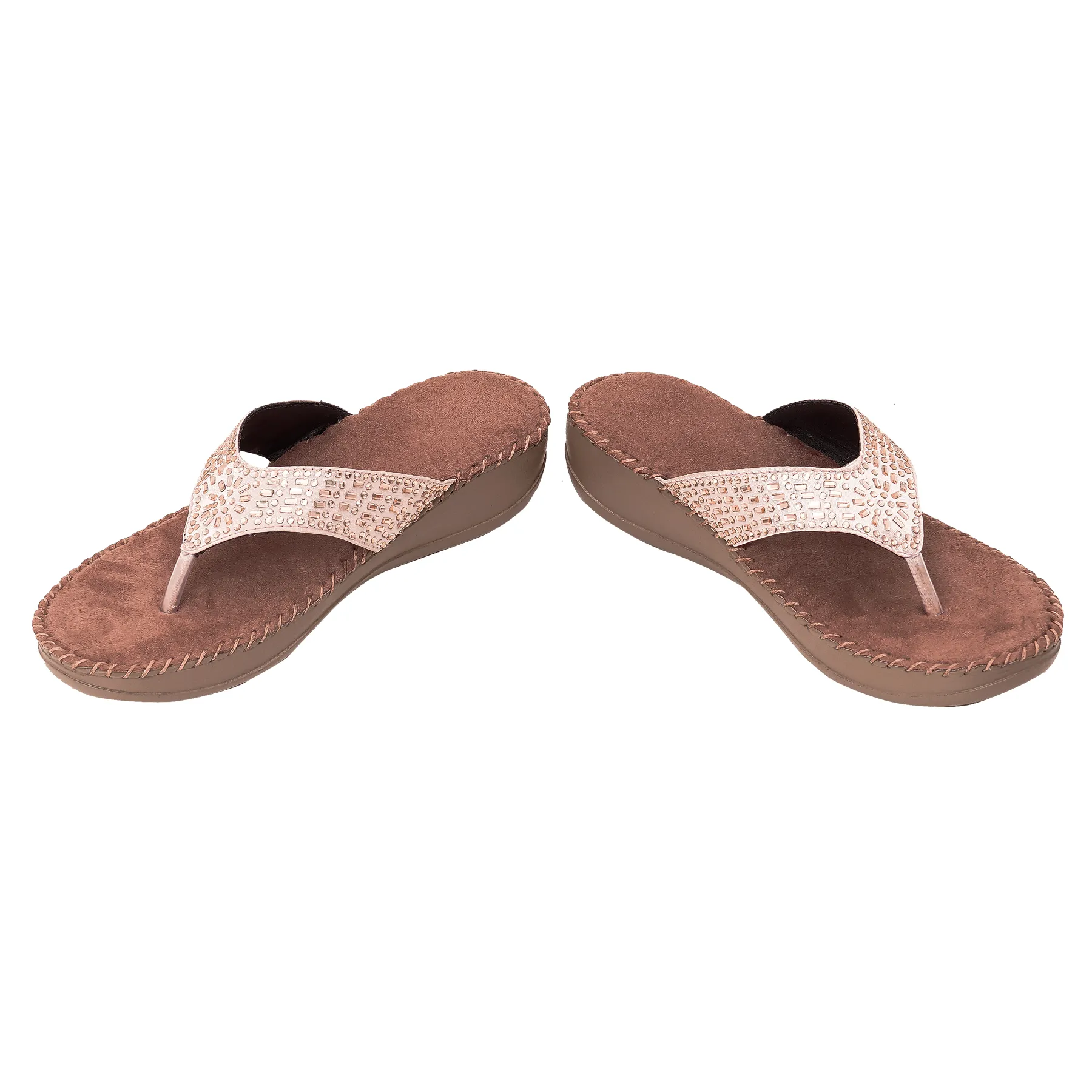 Liquitus OrthoCloud  Hand Stiched Support Luxe Comfort Rose Gold Wellness Wedge Elegant Orthopaedic flip flop