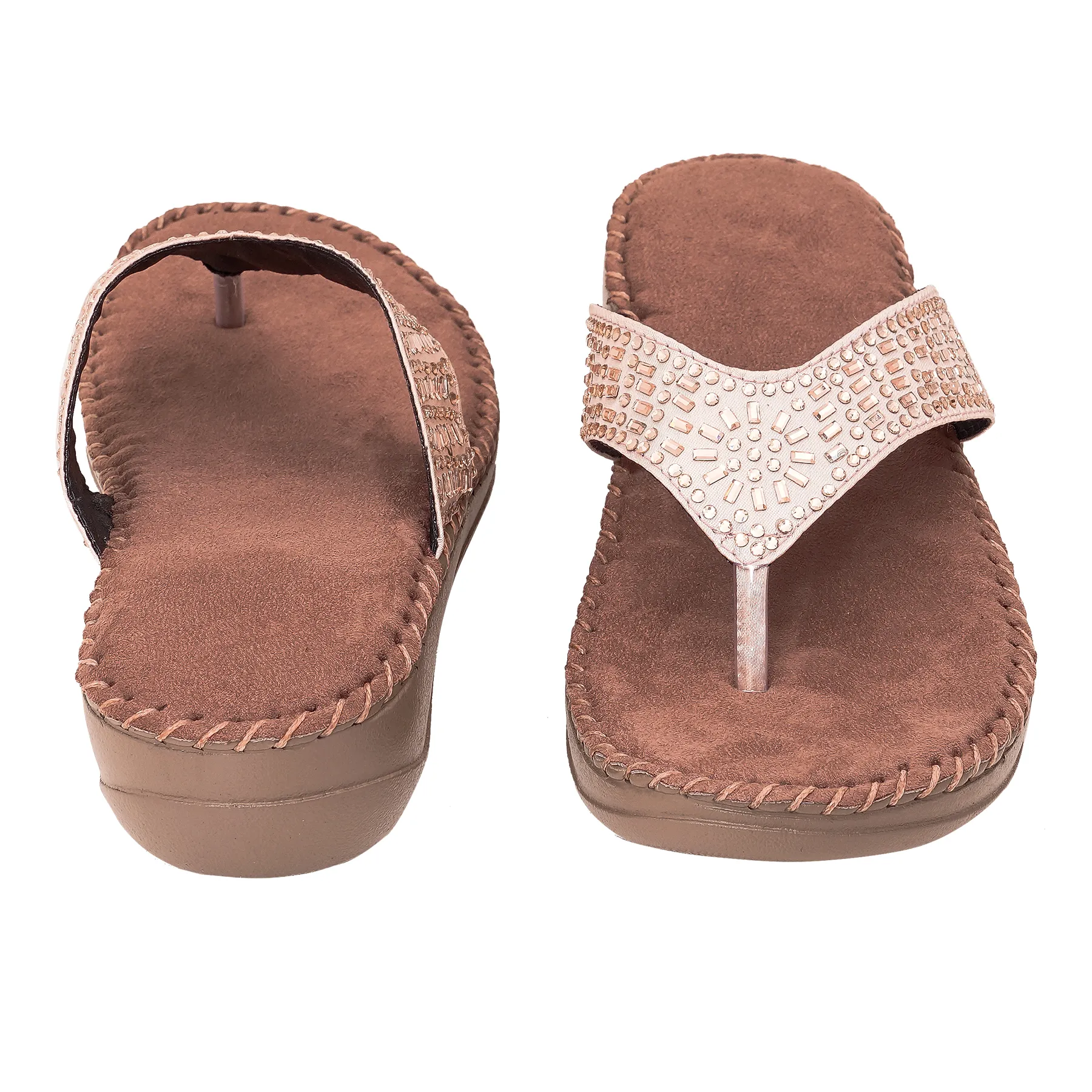 Liquitus OrthoCloud Hand Stiched Support Luxe Comfort Rose Gold Wellness Wedge Elegant Orthopaedic flip flop - Image 5
