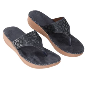 Liquitus OrthoCloud Support Hand Stiched  Luxe Comfort Charcoal  Gunmetal Velvet Therapy Flip Flop Storm Grey Wellness Wedge Orthopaedic Flip Flop