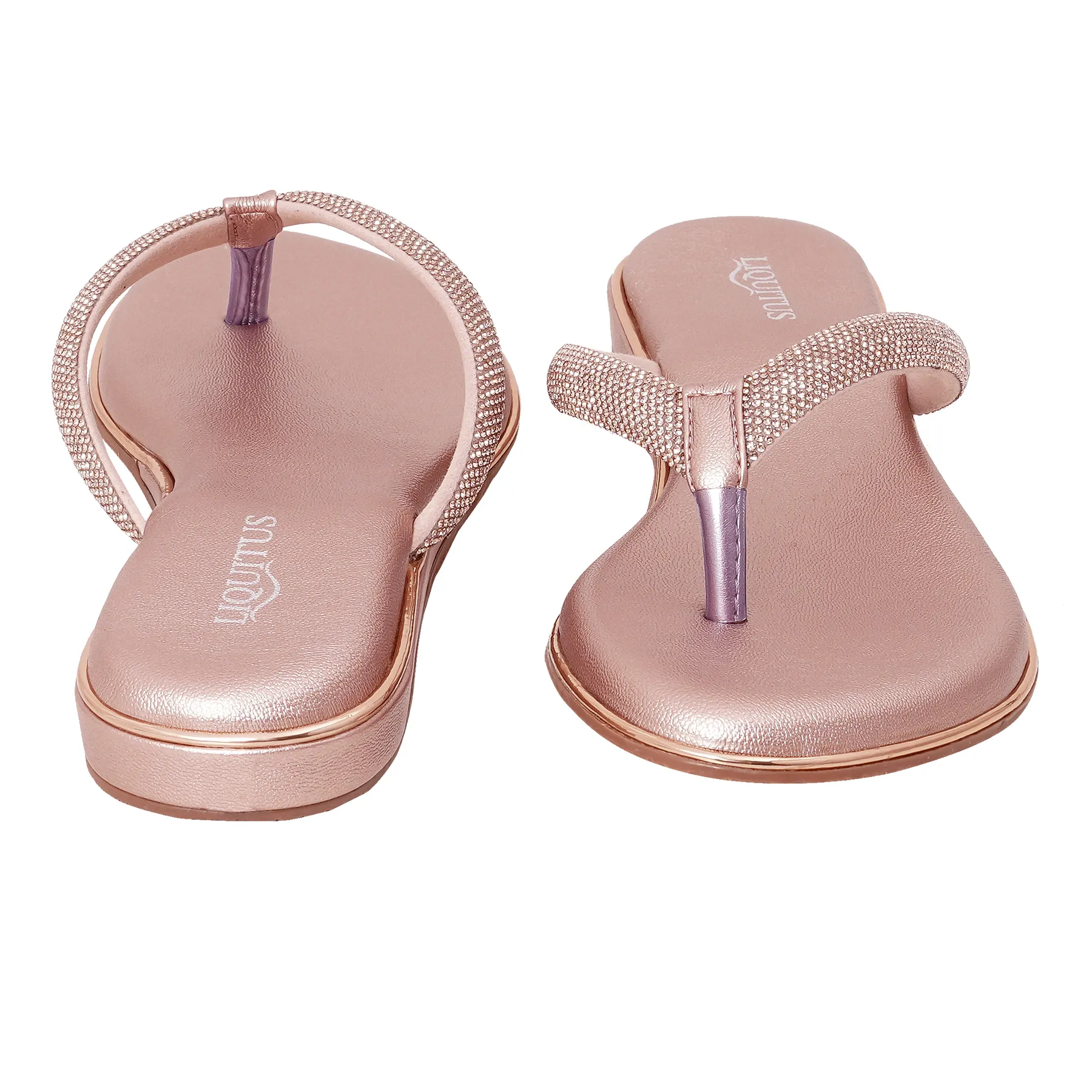 Liquitus Glimmer Glide Rose Gold Sparkle Casual Radiant Ease Pink Dazzle Flat Heels