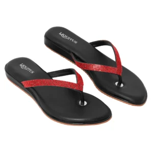 Liquitus Glimmer Glide Red Noir Sparkle Casual Red Black Radiant Ease Ruby Scarlet Dazzle Flat Heels