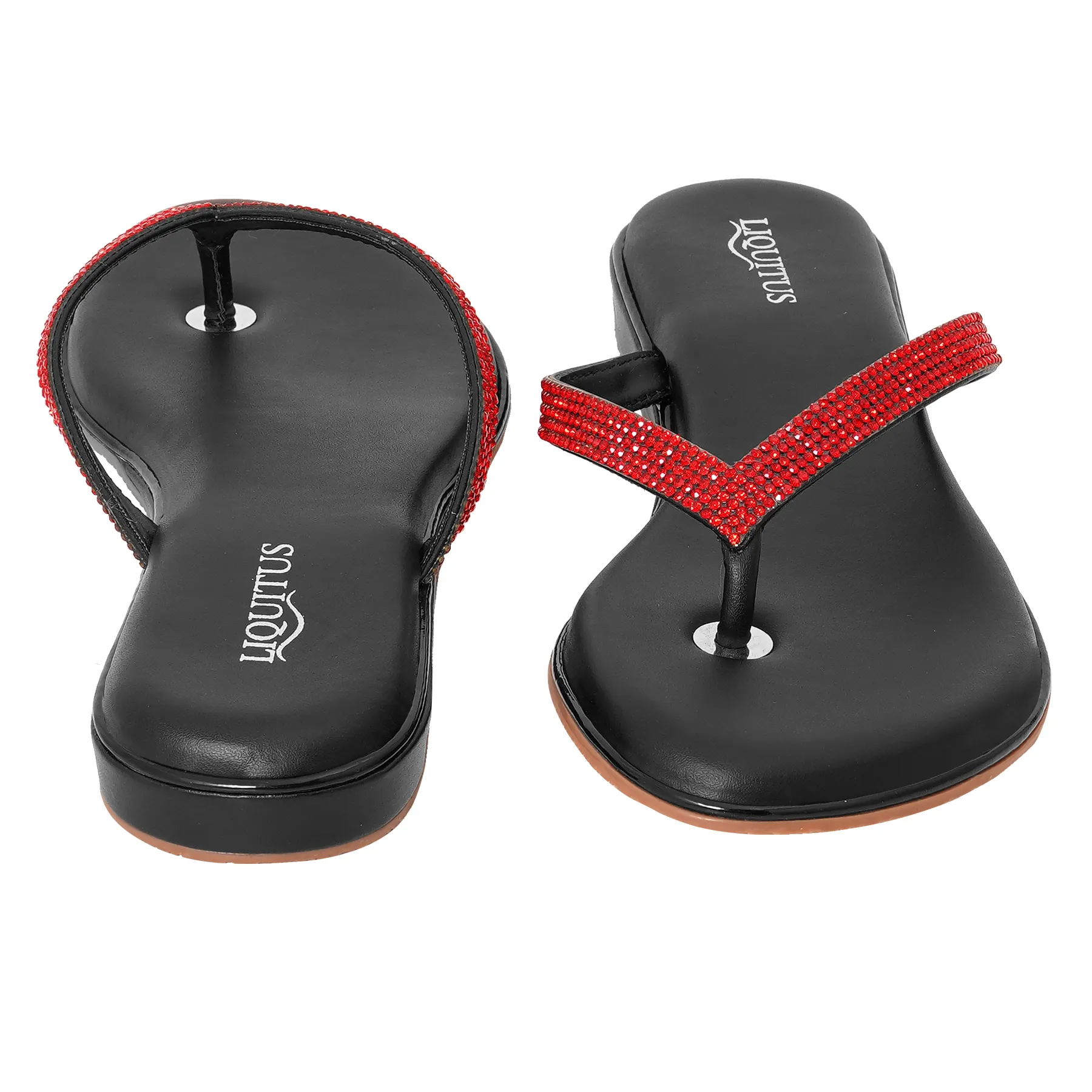 Liquitus Glimmer Glide Red Noir Sparkle Casual Red Black Radiant Ease Ruby Scarlet Dazzle Flat Heels