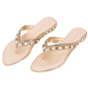 Golden Embellished  Sandals