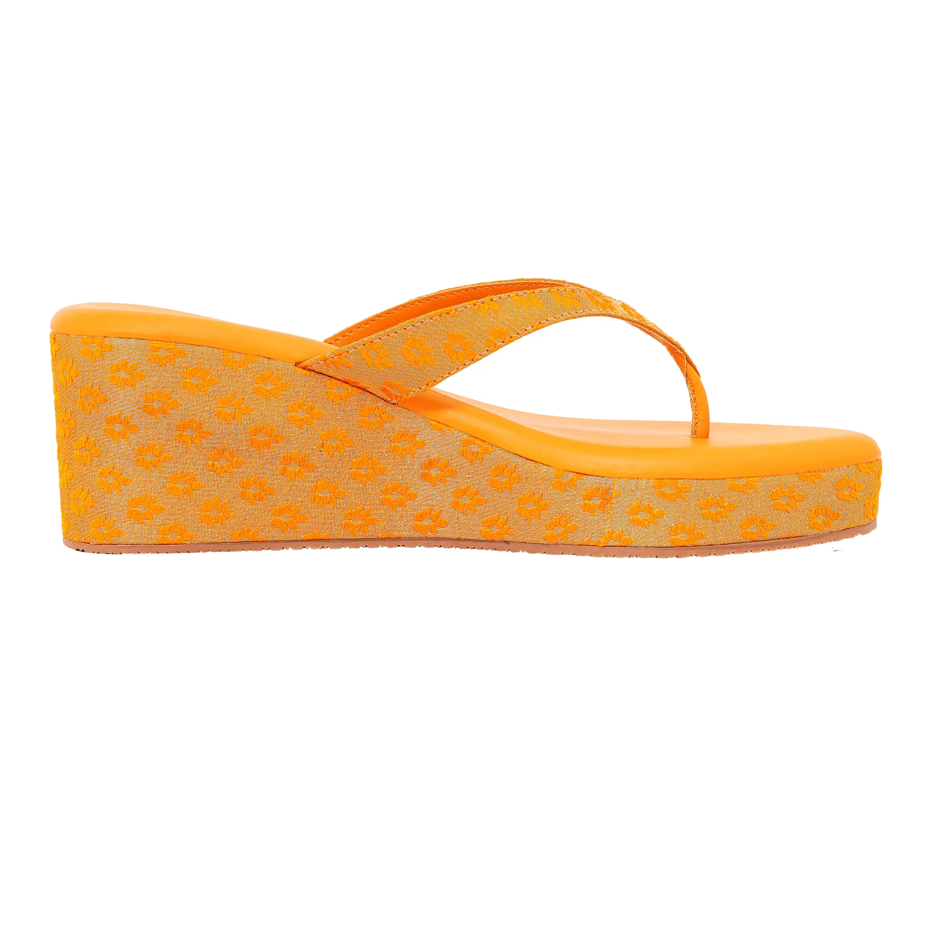 Festive Brocade Wedges for Women | Comfortable Slip-On Platform Sandalsfor Casual & Ethnic Wear - Yellow