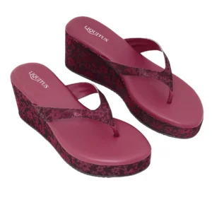 Festive Brocade Wedges for Women | Comfortable Slip-On Platform Sandals for Casual & Ethnic Wear- Maroon